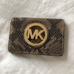Michael Kors Fulton Snake Skin Card Holder Wallet